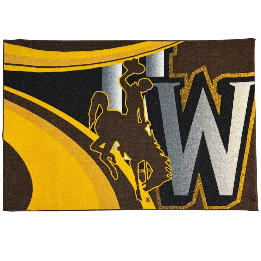 Northwest NCAA Wyoming Cowboys Tufted Rug 39x59 Brown Gold Fan Cave Decor Mat
